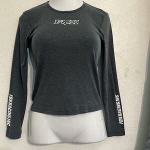 Fox Racing Women's Long Sleeve Scoop Neck Top Gray Y2K 2000s Grunge Emo Large
